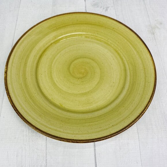 Thomson Pottery Green Swirl Speckle Brown Stoneware Dinner Plate Set of 4 - Picture 9 of 15